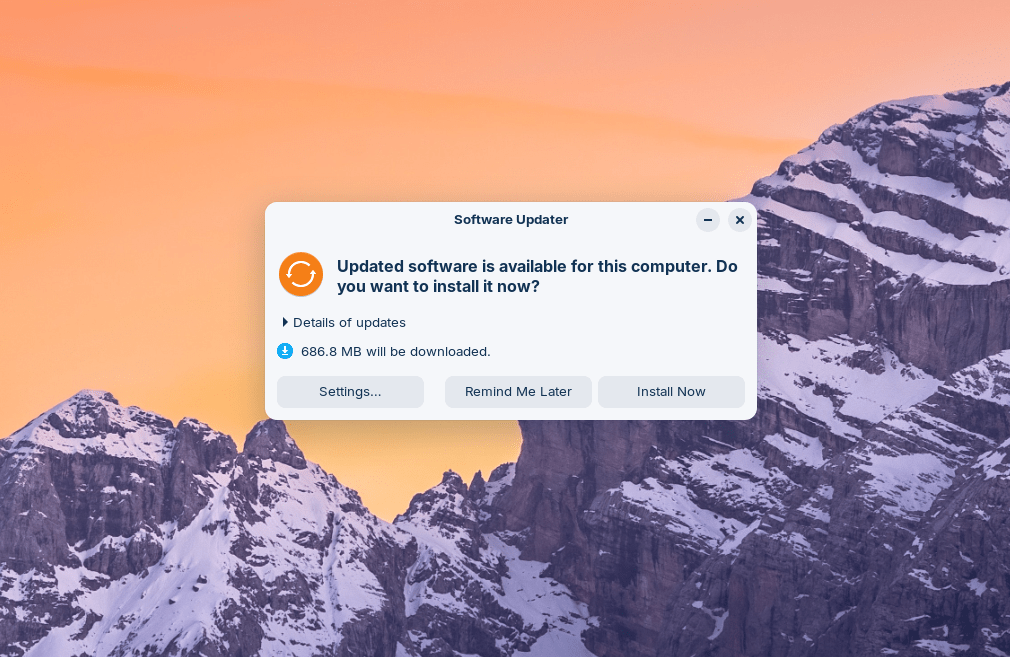 Actualizador de software en Zorin OS