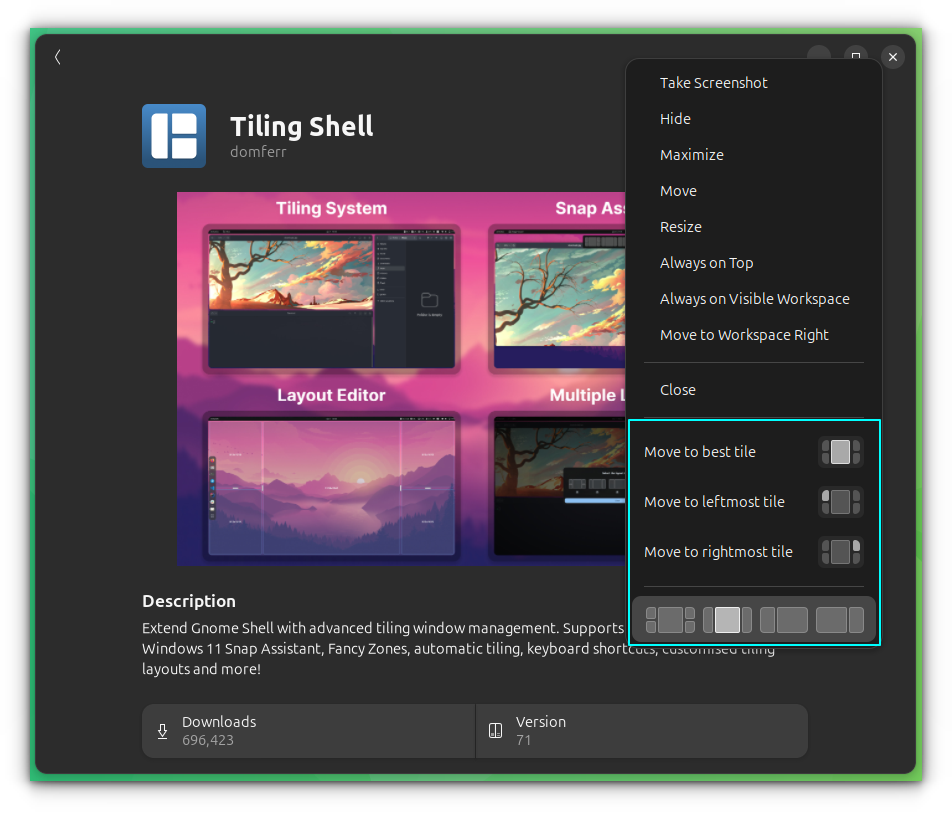 gnome Tile Shell expande el mosaico de la ventana