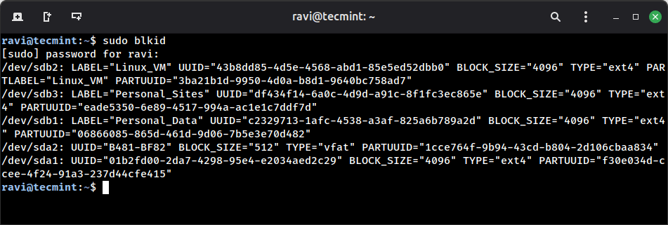 Listar todos los dispositivos de bloque en Linux