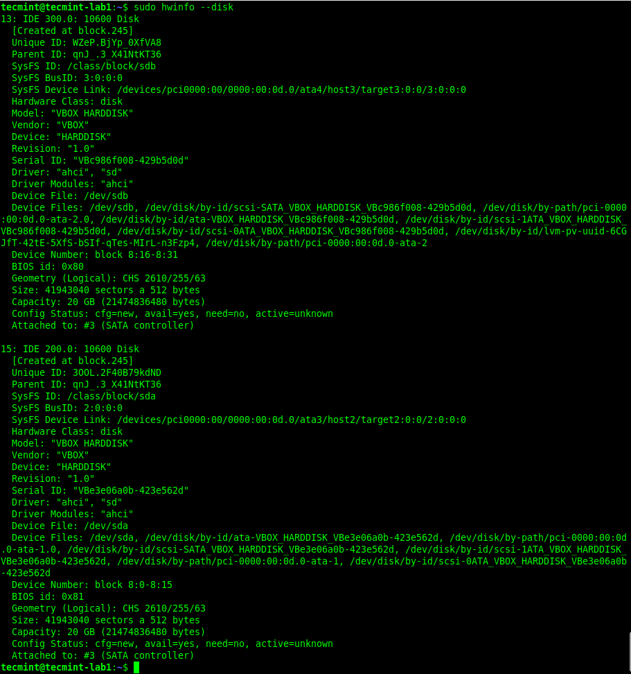 Ver información del disco de Linux