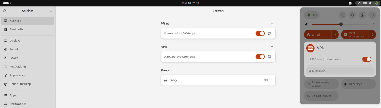 Cliente VPN de Linux conectado a un servidor seguro