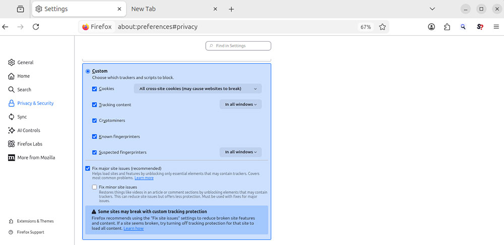 Fortalecer la configuración de protección de seguimiento de Firefox