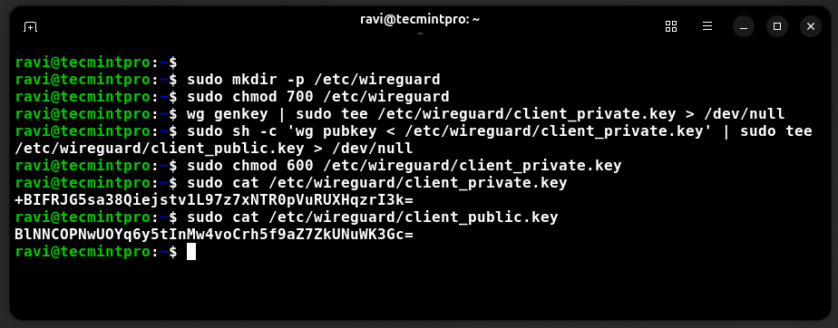 Generar clave de cliente WireGuard