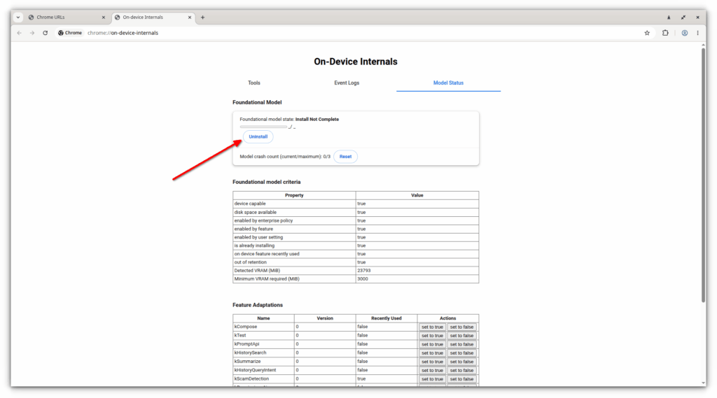 Desinstalar modelos de IA en Google Chrome