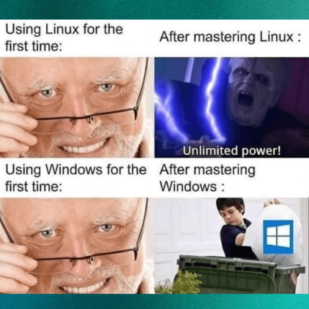 Meme competente en Linux y Windows.