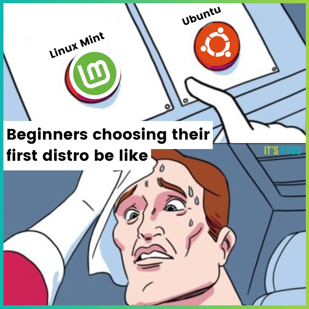 Meme de selección de distribución de Linux para principiantes