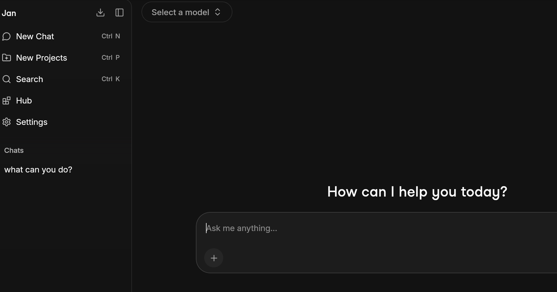 Interfaz GUI para la aplicación Jan AI