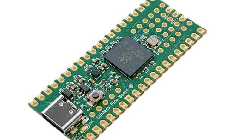 La placa Clintech Pico proporciona los 48 GPIO RP2354B en un factor de forma compatible con Pico