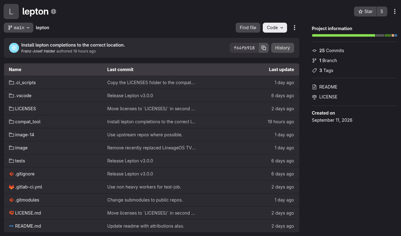 Solo una captura de pantalla recortada del repositorio gitlab de lepton