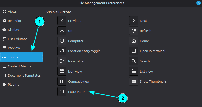 Indicaciones del administrador de archivos kde Plasma nemo