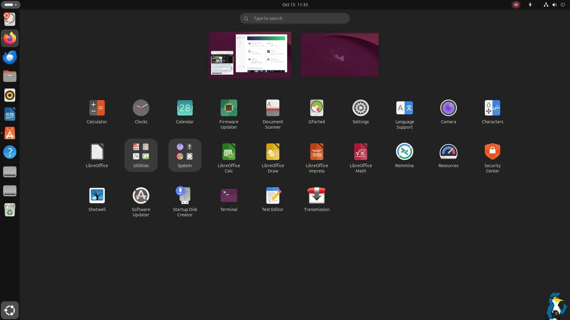 Captura de pantalla de Ubuntu 26.10 (Stonking Stingray): ver todas las aplicaciones
