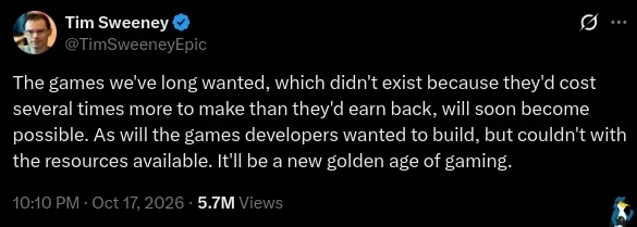 Los juegos con los que hemos soñado durante mucho tiempo pero que no existían porque su fabricación habría costado varias veces más de lo que podrían haber pagado pronto serán posibles. Al igual que los desarrolladores de juegos que quisieron crearlo pero no pudieron con los recursos disponibles. Esta será la nueva era dorada de los videojuegos.