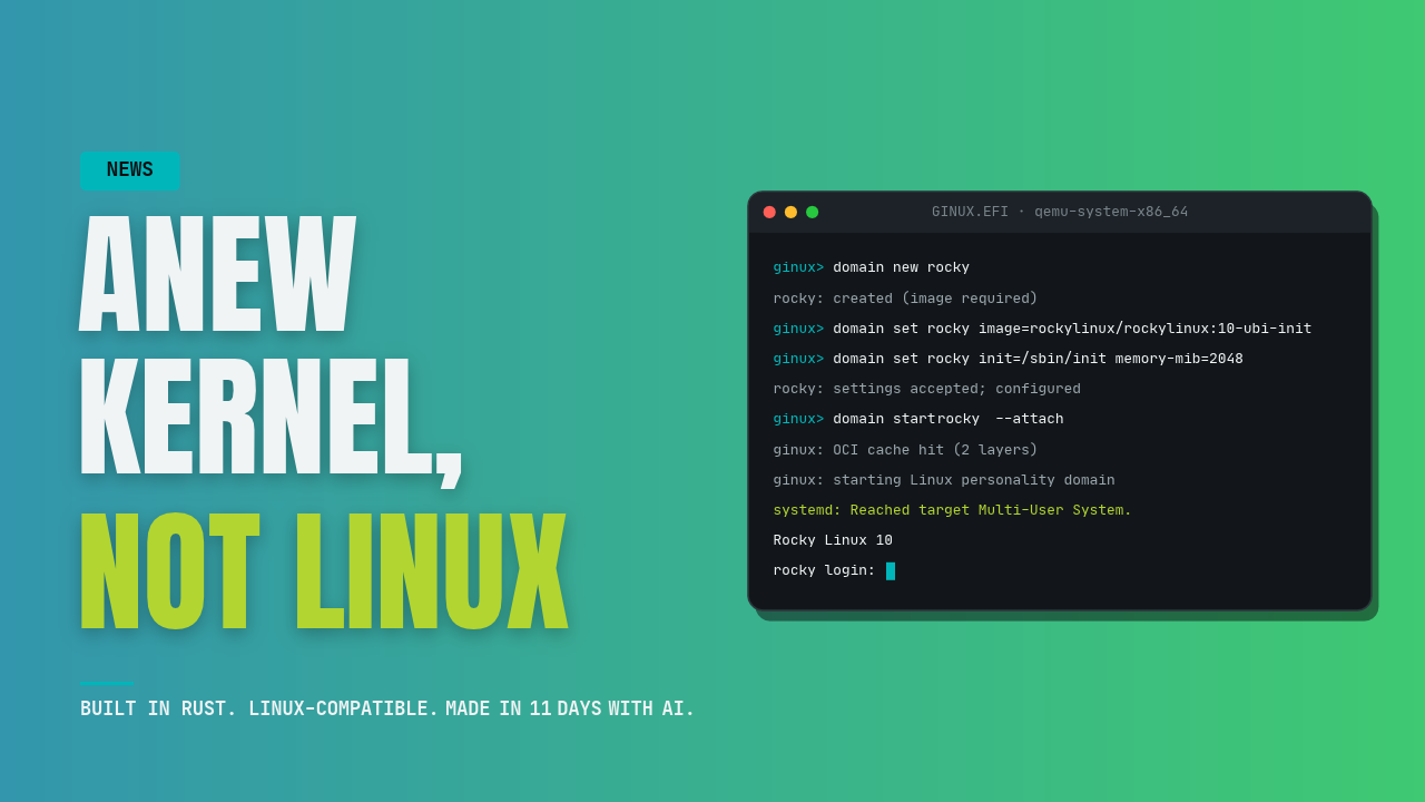 Rocky Linux Creator utiliza IA para construir un nuevo kernel "no Linux" en 11 días