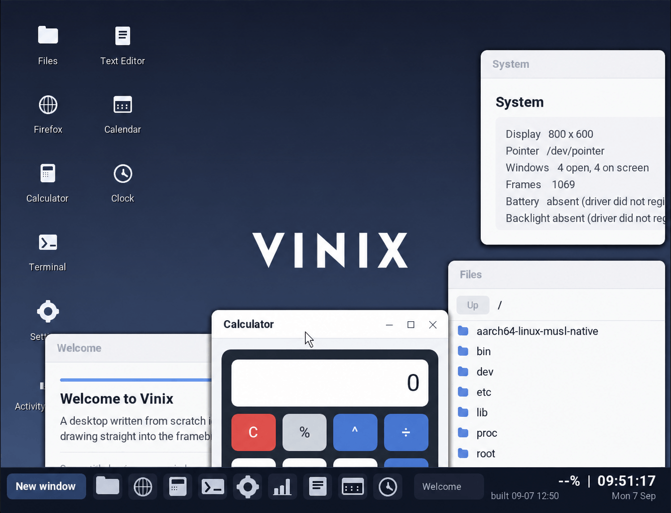 vista de escritorio vinix