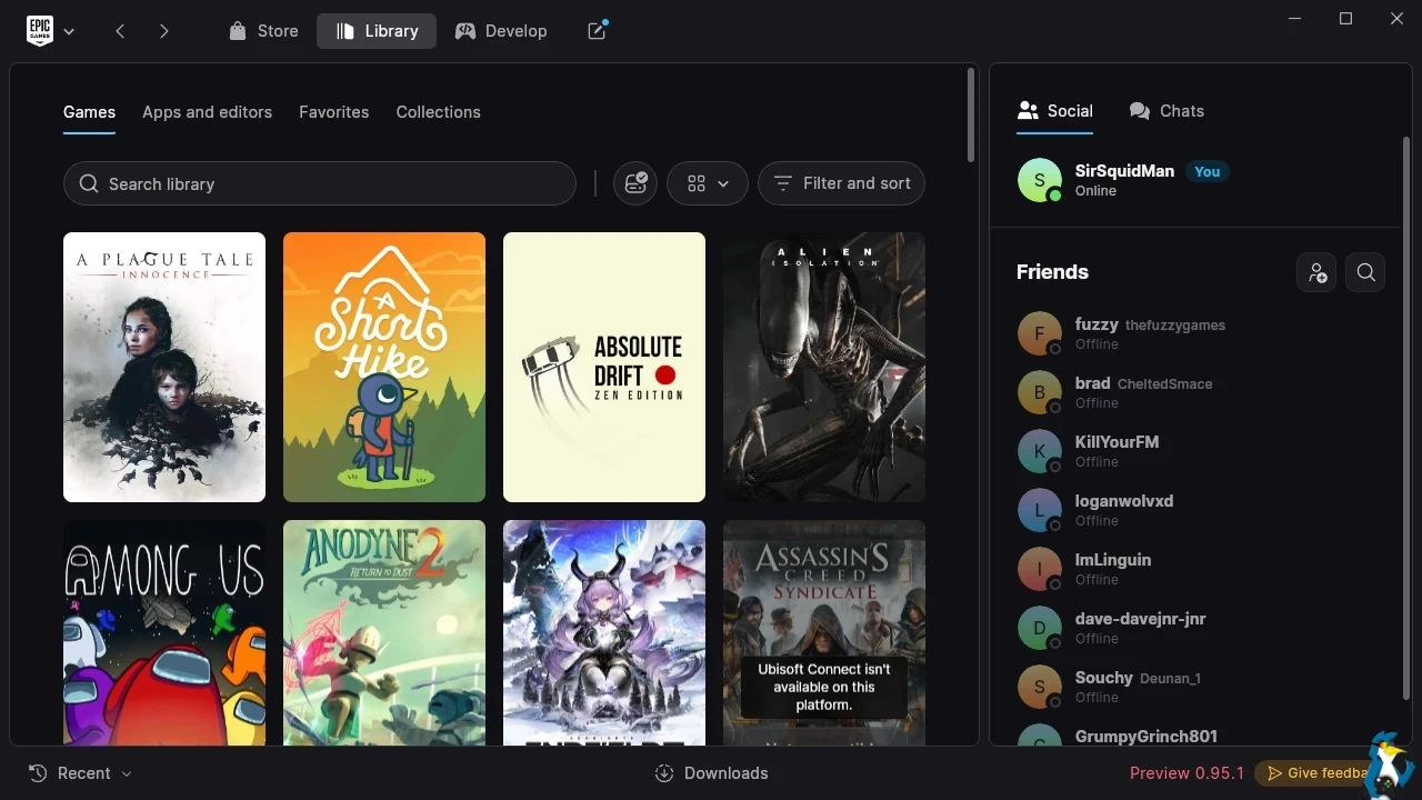 Vista previa del iniciador de Epic Games - Fedora KDE 45